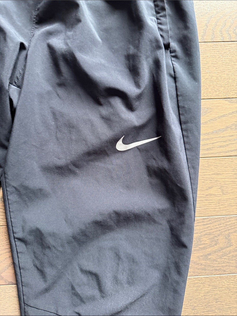Nike Black Track Pants with White Swoosh - Picture 3 of 4